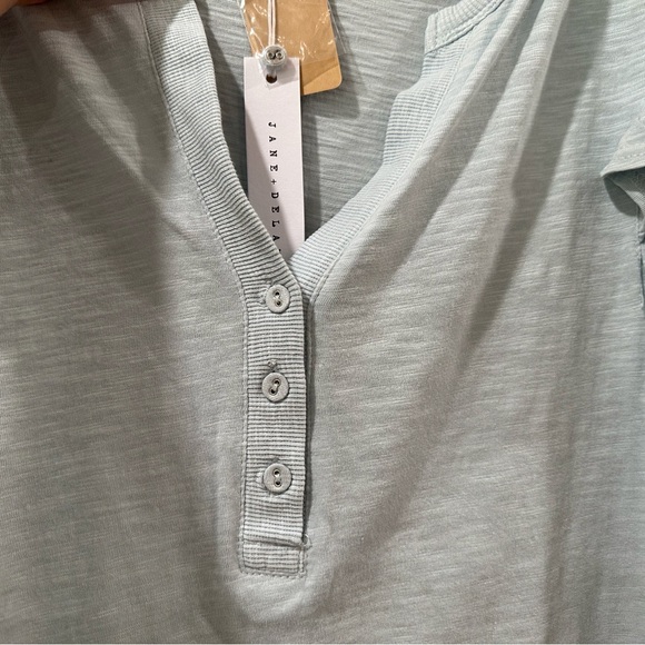 JANE AND DELANCEY Top Flutter Sleeve Stretch Button Green Womens Plus 2X Casual - Picture 4 of 7